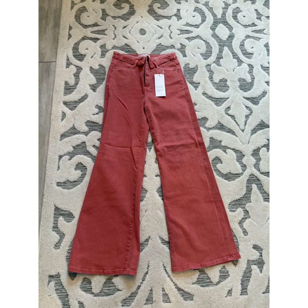 Risen Jeans Peach Blossom Wide Leg High Rise Crossover Waist Pants RDP5314 13/31 - Picture 8 of 8